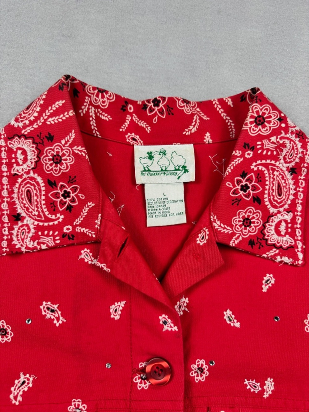 Quacker Factory Womens Bandana Western Jacket Size L Americana Embroidered - Picture 10 of 14
